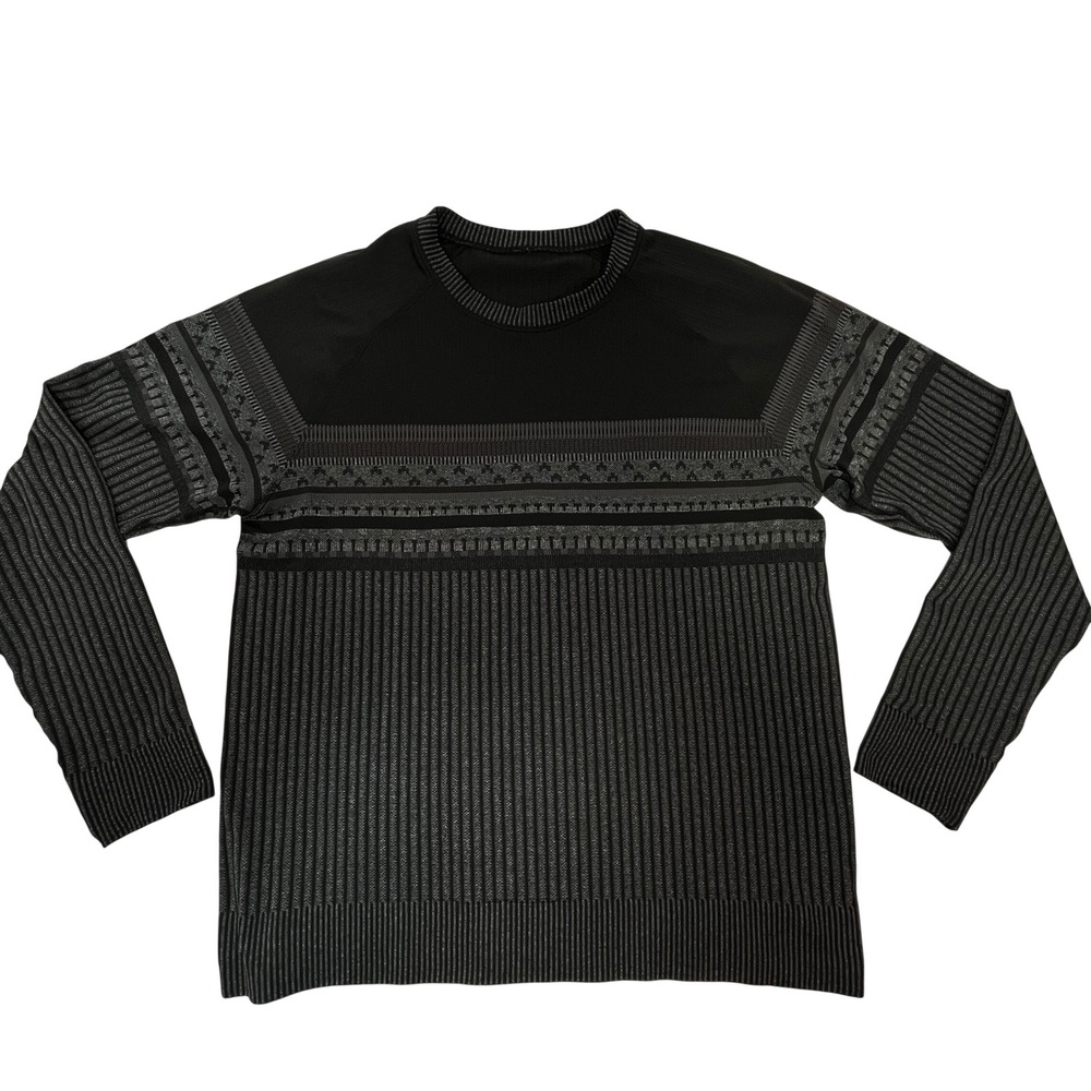 Lululemon Rest Less Pullover Black Gray Size 10 or 12? (20" p2p,  26"L) Ribbed